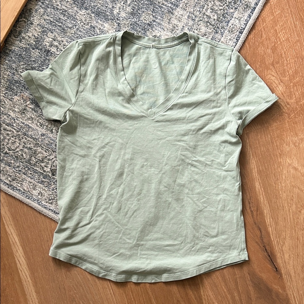 lululemon athletica Light Green V-Neck Tee